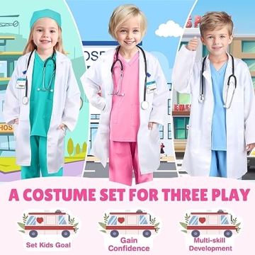 GIFTINBOX Kids Doctor Costume with Real Stethoscope