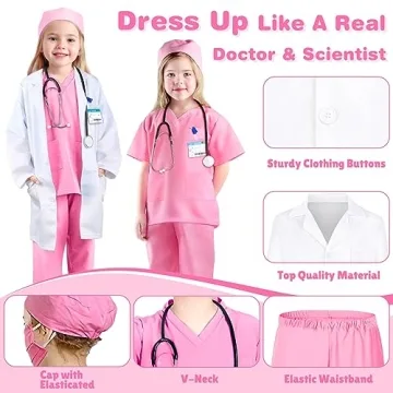GIFTINBOX Kids Doctor Costume with Real Stethoscope