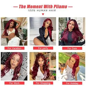 99j Burgundy Lace Front Wigs Human Hair: 13x4 HD Transparent Frontal Lace Red Body Wave Wig Pre Plucked Bleached Knots with Baby Hair 180% Density Brazilian Virgin Glueless Wigs for Women