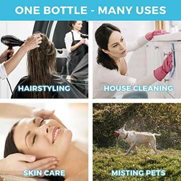 Ultra Fine - Durable - Empty Continuous Spray Bottle - Water Mister For Hairstyling, Plants, Cleaning, Cooking, Misting & Skin Care (5oz)