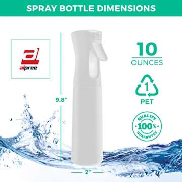 Ultra Fine - Durable - Empty Continuous Spray Bottle - Water Mister For Hairstyling, Plants, Cleaning, Cooking, Misting & Skin Care (5oz)