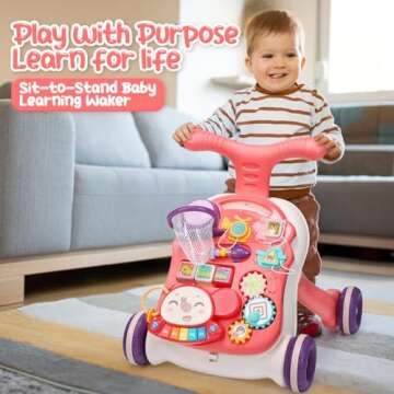 CUTE STONE Baby Walker for Boys Girls - 2 in 1 Learning Walker & Activity Center