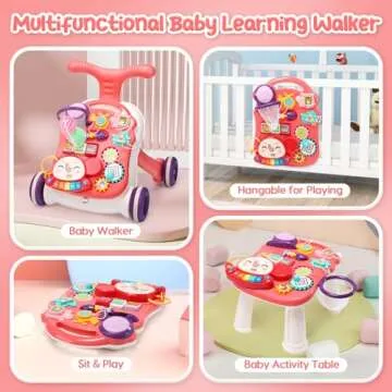 CUTE STONE 2-in-1 Baby Walker and Activity Center