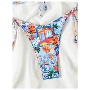 MakeMeChic Strapless Floral Cut Out 2 Piece Bikini Set