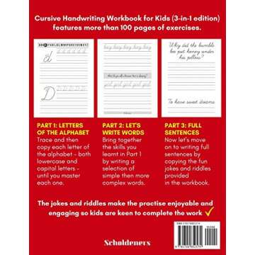 Cursive Handwriting Workbook for Kids: 3-in-1 Writing Practice Book to Master Letters, Words & Sentences