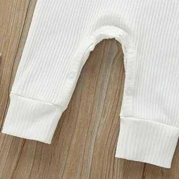 Kuriozud Newborn Infant Unisex Baby Boy Girl Button Solid Romper Bodysuit One Piece Jumpsuit Outfits Clothes (Long Sleeve one Piece White, 0-3 Months)