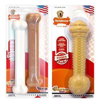 Nylabone Power Chew Classic Bone Chew Toy for Dogs, Durable Dog Toys for Aggressive Chewers, Chicken...