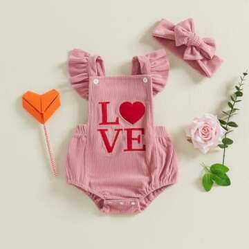 YINGISFITM My First Valentines Day Baby Girl Outfit Newborn Love Heart Bubble Romper Infant Jumpsuit...