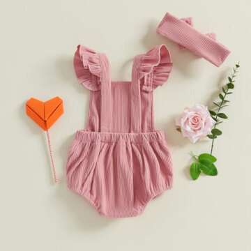 YINGISFITM My First Valentines Day Baby Girl Outfit Newborn Love Heart Bubble Romper Infant Jumpsuit Cute Baby Girl Clothes (Pink-Love, 3-6 Months)