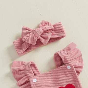 YINGISFITM My First Valentines Day Baby Girl Outfit Newborn Love Heart Bubble Romper Infant Jumpsuit Cute Baby Girl Clothes (Pink-Love, 3-6 Months)