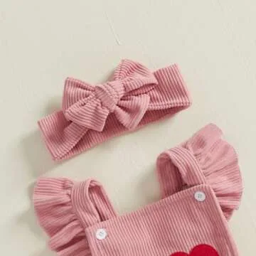 YINGISFITM My First Valentines Day Baby Girl Outfit Newborn Love Heart Bubble Romper Infant Jumpsuit Cute Baby Girl Clothes (Pink-Love, 3-6 Months)