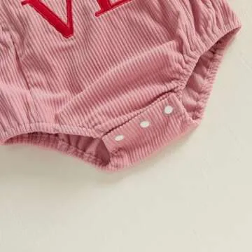 YINGISFITM My First Valentines Day Baby Girl Outfit Newborn Love Heart Bubble Romper Infant Jumpsuit Cute Baby Girl Clothes (Pink-Love, 3-6 Months)