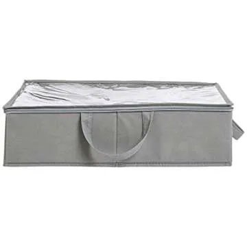 Amazon Basics Under Bed Fabric Zipper Storage Container Bags with Window and Handles, 2-Pack, 30.2 x 20 x 5.7 Inches, Gray