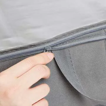 Amazon Basics Under Bed Fabric Zipper Storage Container Bags with Window and Handles, 2-Pack, 30.2 x 20 x 5.7 Inches, Gray