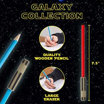 Light Saber Pencils Party Favors, Set for Kids 24 pack of Red and Blue Pencils with 3D Top Gifts Sup...