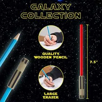 Light Saber Pencils Party Favors, Set for Kids 24 pack of Red and Blue Pencils with 3D Top Gifts Sup...