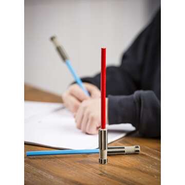 Light Saber Pencils Party Favors, Set for Kids 24 pack of Red and Blue Pencils with 3D Top Gifts Supplies for Star Wars Fan Boys Girls Teen Tween Adult - birthday party favors star wars Pencils