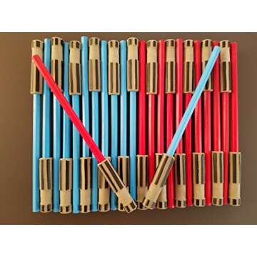 Light Saber Pencils Party Favors, Set for Kids 24 pack of Red and Blue Pencils with 3D Top Gifts Supplies for Star Wars Fan Boys Girls Teen Tween Adult - birthday party favors star wars Pencils