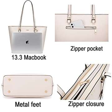 LOVEVOOK Purses for Women Large Tote Bag for Work Faux Leather Handbags Shoulder Bag with Zipper Pocket