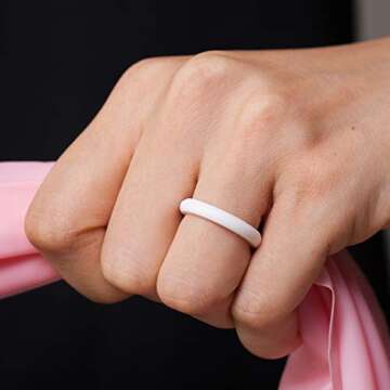 ThunderFit Stackable Silicone Wedding Rings for Women, Thin Rubber Engagement Bands 2.5mm Wide 1.8mm Thick - 1/2/3/4/5/7 Variety Multipack