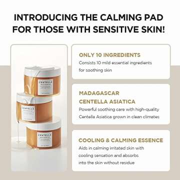 SKIN1004 Madagascar Centella Quick Calming Pad 70ea, 130ml, Quick Calming Effects Soothing for Sensitive Skin