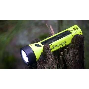 HYBRIDLIGHT Journey 300 Solar LED Waterproof Flashlight with USB Phone Charger, Yellow