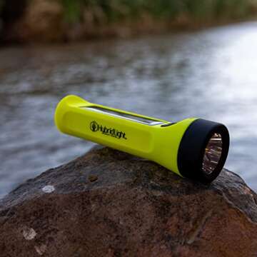 HYBRIDLIGHT Journey 300 Solar LED Waterproof Flashlight with USB Phone Charger, Yellow