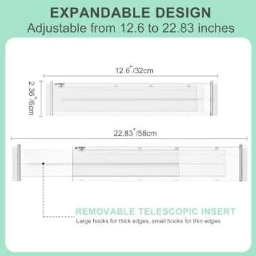 FUNIZE Expandable Drawer Dividers 4 Pack, 2.36" High, 12.6-22.8 Clear Drawer Organizers for Utensils, Clothes, Adjustable Kitchen Drawers Separators in Dresser, Bedroom, Bathroom, Office Storage