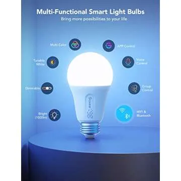 Govee LED Smart Light Bulbs, 1000LM Color Changing Light Bulb, Wi-Fi & Bluetooth Light Bulbs, Work with Alexa and Google Assistant, Dimmable RGBWW A19 75W Equivalent Smart Bulbs, 2 Pack