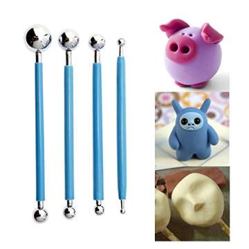BIGTEDDY - 13pcs Polymer Modeling Clay Sculpting Tools, Dotting Pen, Silicone Tips, Ball Stylus, Pottery Ceramic Clay Indentation Tools Set Also for Cake Fondant Decoration and Nail Art