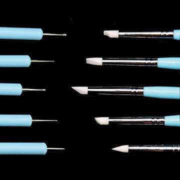 BIGTEDDY - 13pcs Polymer Modeling Clay Sculpting Tools, Dotting Pen, Silicone Tips, Ball Stylus, Pottery Ceramic Clay Indentation Tools Set Also for Cake Fondant Decoration and Nail Art