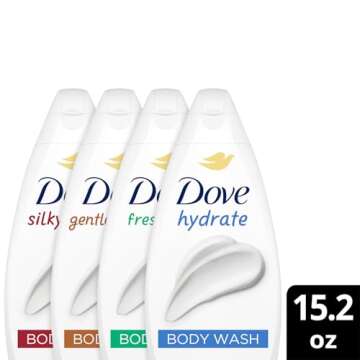 Dove Body Wash Variety 6-Pack – Hydrate, Gentle Pamper, Fresh Care, and Silky Velvet, 15.22 Oz Ea