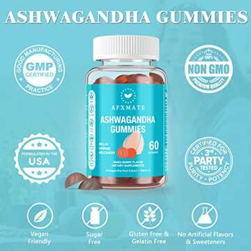 AFXMate Vegan Ashwagandha Gummies with Vitamin D