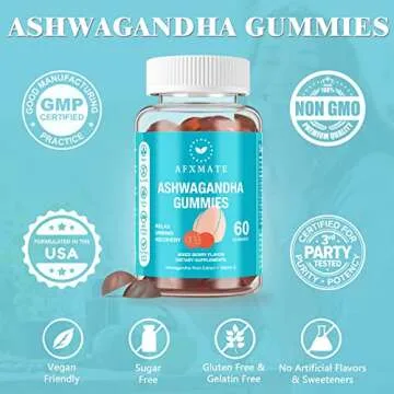 AFXMate Vegan Ashwagandha Gummies with Vitamin D