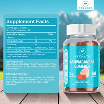 AFXMate Vegan Ashwagandha Gummies with Vitamin D