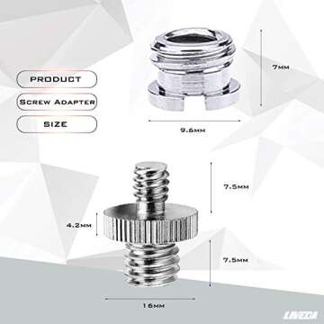 Niewalda 1/4 Inch Male to 3/8 Inch Female Tripod Screw Adapter 3/8 to 1/4 Tripod Adapter Mount Screws, Accessories for Camera/Tripod/Monopod/Light Stand