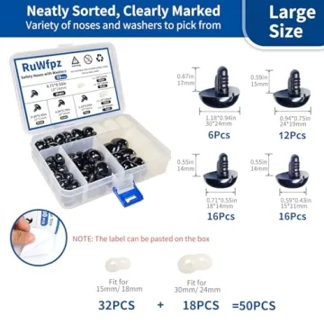 RuWfpz Safety Noses for Crochet - 50 Pack of 15-30mm Noses