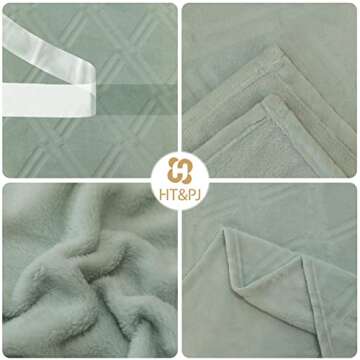 HT&PJ Throw Blanket Super Soft Cozy Lightweight Flannel Fleece Blankets for Bed, Sofa, Couch, Living Room All Seasons - Green, 50x60in