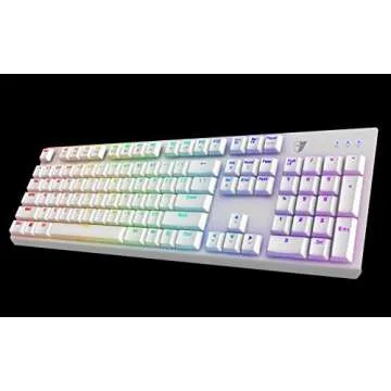 Tesoro Gram Spectrum Low Profile G11SFL Red Mechanical Switch Single Individual Per Key Full Color RGB LED Backlit Illuminated Mechanical White Gaming Keyboard TS-G11SFL W (RD)