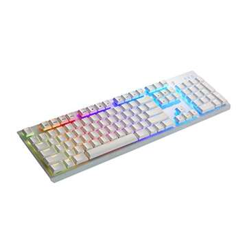 Tesoro Gram Spectrum Low Profile G11SFL Red Mechanical Switch Single Individual Per Key Full Color RGB LED Backlit Illuminated Mechanical White Gaming Keyboard TS-G11SFL W (RD)