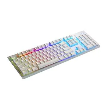 Tesoro Gram Spectrum Low Profile G11SFL Red Mechanical Switch Single Individual Per Key Full Color RGB LED Backlit Illuminated Mechanical White Gaming Keyboard TS-G11SFL W (RD)