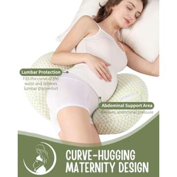 Pregnancy Pillow for Pregnant Women,Soft Pregnancy Body Pillow,Support for Back, Belly, HIPS, Legs,Detachable and Adjustable Wedge Pillow with Pillow Cover(Green)