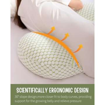 Pregnancy Pillow for Pregnant Women,Soft Pregnancy Body Pillow,Support for Back, Belly, HIPS, Legs,Detachable and Adjustable Wedge Pillow with Pillow Cover(Green)