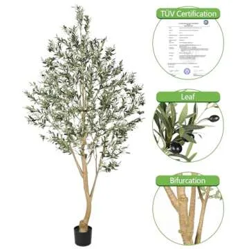 Realead Tall Faux Olive Tree 9ft - Realistic Large Silk Olive Tree Artificial Indoors - Fake Olive Trees with Branches and Fruits - Artificial Olive Trees for Home Office Decor Indoor
