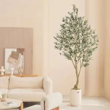 Realead Tall Faux Olive Tree 9ft - Realistic Large Silk Olive Tree Artificial Indoors - Fake Olive Trees with Branches and Fruits - Artificial Olive Trees for Home Office Decor Indoor