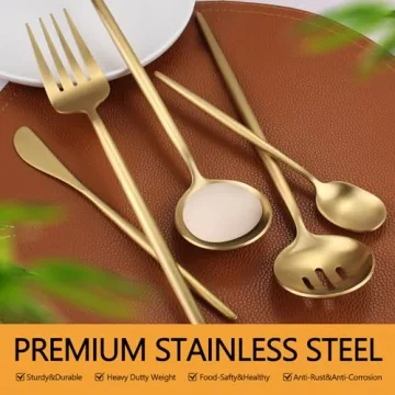 Large 5-Piece Stainless Steel Serving Utensils Set