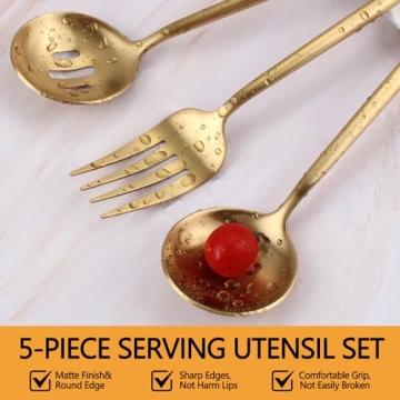 Large 5-Piece Stainless Steel Serving Utensils Set