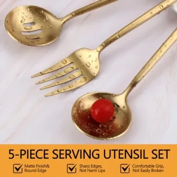 Large 5-Piece Stainless Steel Serving Utensils Set