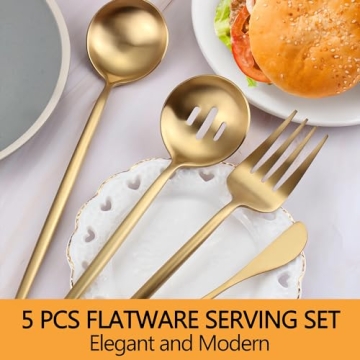 Large 5-Piece Stainless Steel Serving Utensils Set
