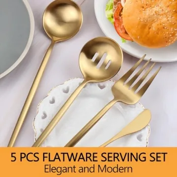 Large 5-Piece Stainless Steel Serving Utensils Set